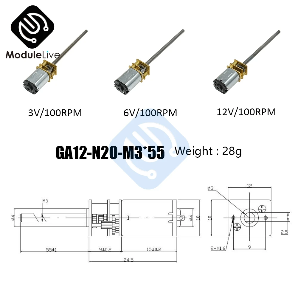 Gleichstrommotor 3V/6V/12V N20 Mini Micro Metallgetriebemotor – Bild 6