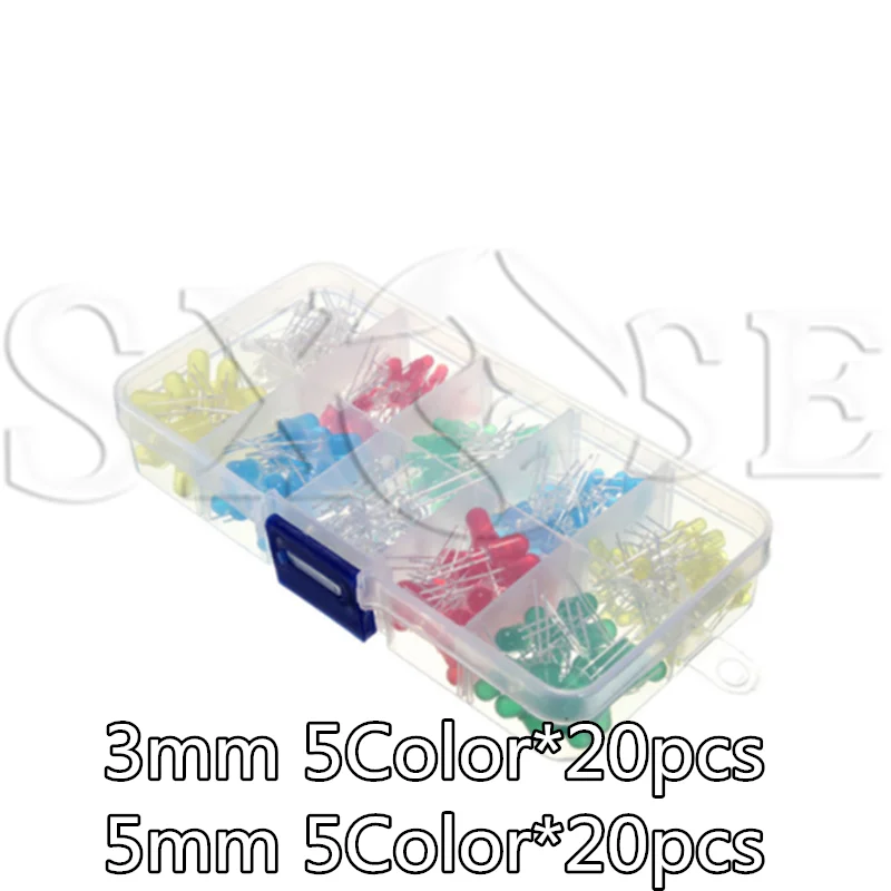 F3 F5 3MM 5MM Led Kit Mit Box Mixed Farbe Rot Grün Gelb Blau Weiß Licht Emittierende Diode sortiment