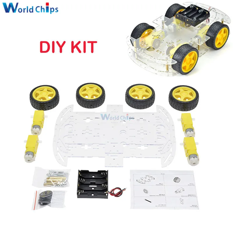 Smart Auto Kit 4WD Smart Roboter Auto Chassis Kits Auto Mit Geschwindigkeit Encoder und Batterie Box