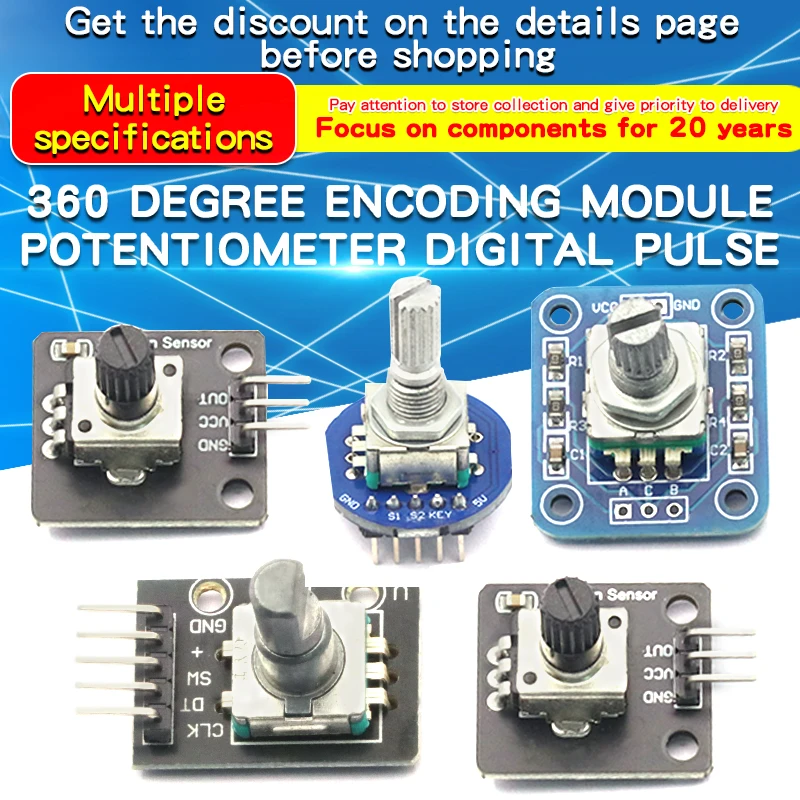 Drehgebermodul 360-Grad-Kodierungsmodul Potentiometer Digitaler Impulsausgang Digitaler Drehgeber