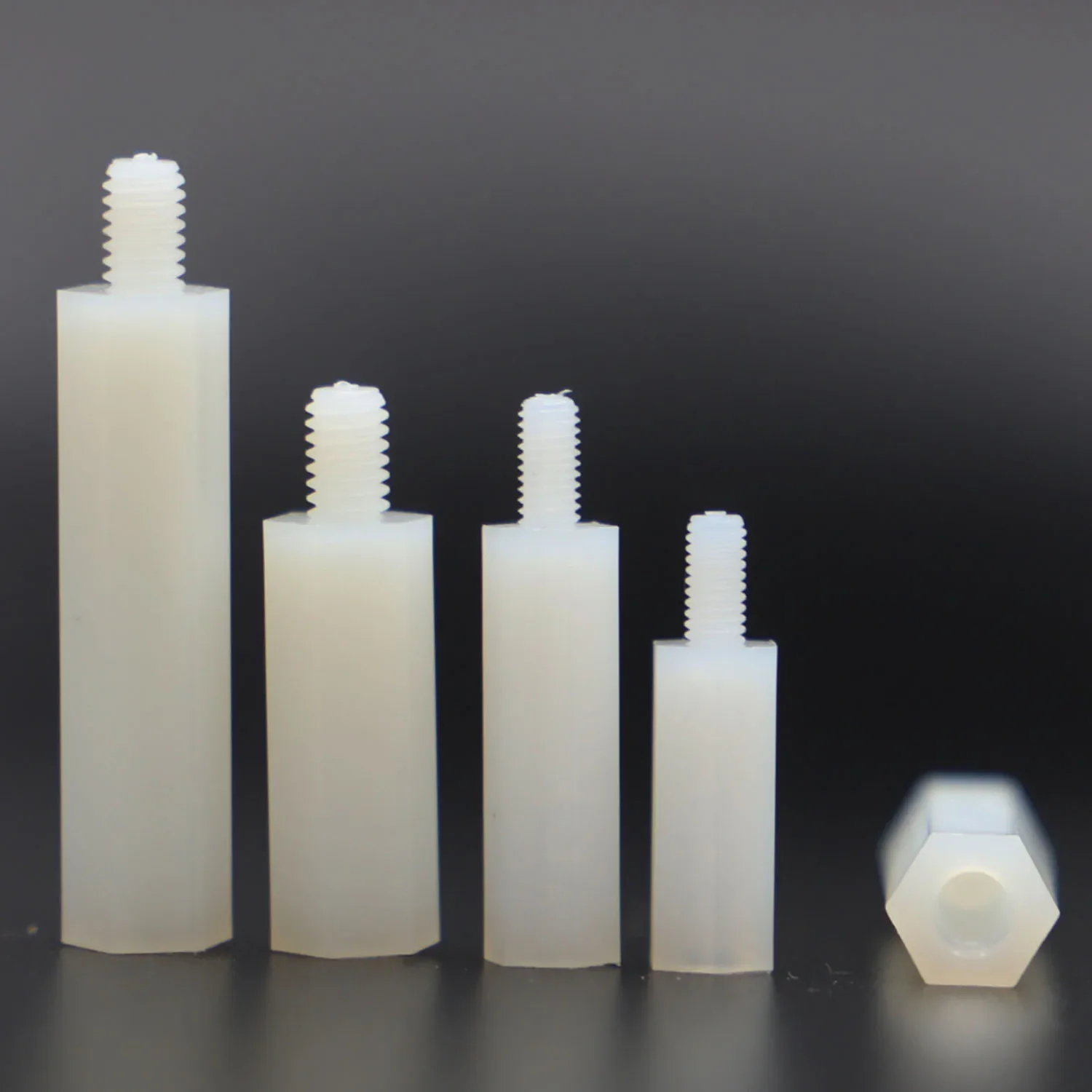 M2 M2.5 M3 M4*L+6 Nylon-Abstandshalter Weiß, Stecker auf Buchse – Bild 2