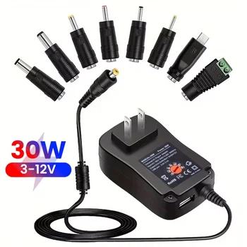 DC 3V 4,5V 5V 6V 7,5V 9V 12V 30W Adapter US EU UK AU Einstellbare Netzteile USB 2.1A Universal Ladegerät