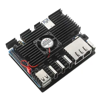 J1UL1N Aluminiumgehäuse für Orange Pi 5 Plus, aktiver und passiver Metallkühler mit Kühlventilator