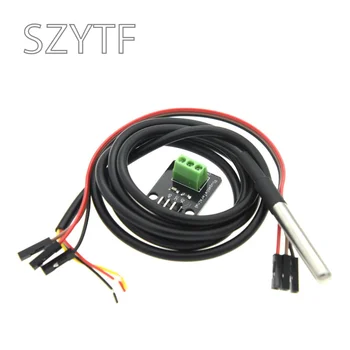 DS18B20 Temperatur Sensor Modul Kit Wasserdichte 100CM Digitale Sensor Kabel Edelstahl Sonde Terminal Adapter