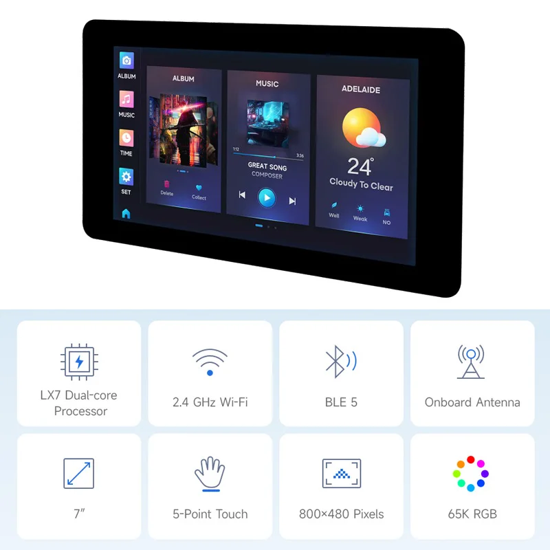 ESP32-S3 Entwicklungsboard 7 Zoll Touch Display 800×480 Xtensa LX7 – Bild 4