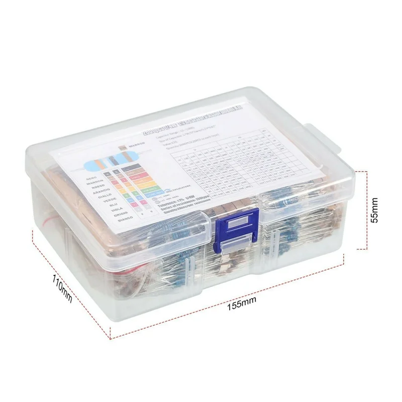 FULL-2600 Stück 130 Werte Widerstände Sortiment Kit 1 Ohm-Ohm 0,25 W 1/4 W Metallschichtwiderstand Kit