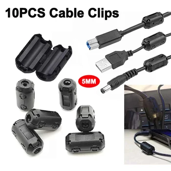 5MM Ferrit Kern Clip Ferrit EMI Filter Kabel Clip Noise Suppression Filter Clip Schwarz (10 Stück)