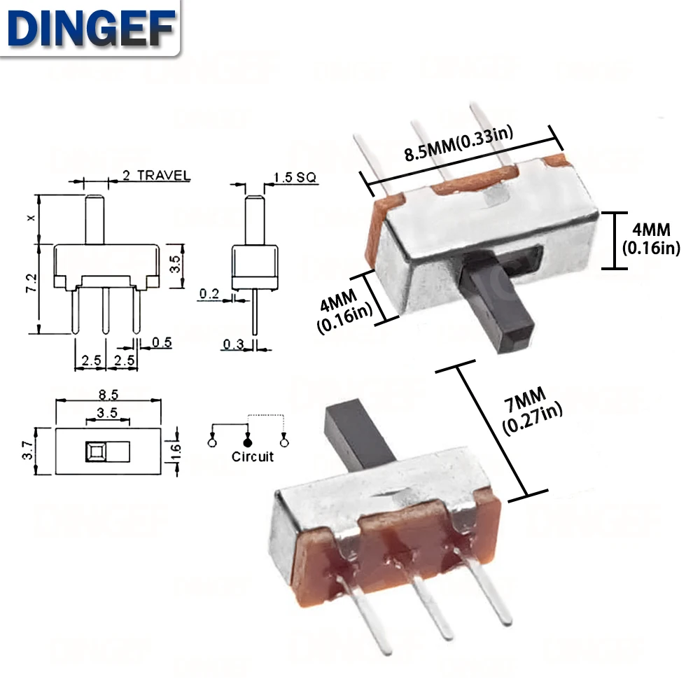 SS12D00 Kippschalter 2 Position SPDT 1P2T 3 Pin Mini (20 Stück) – Bild 6
