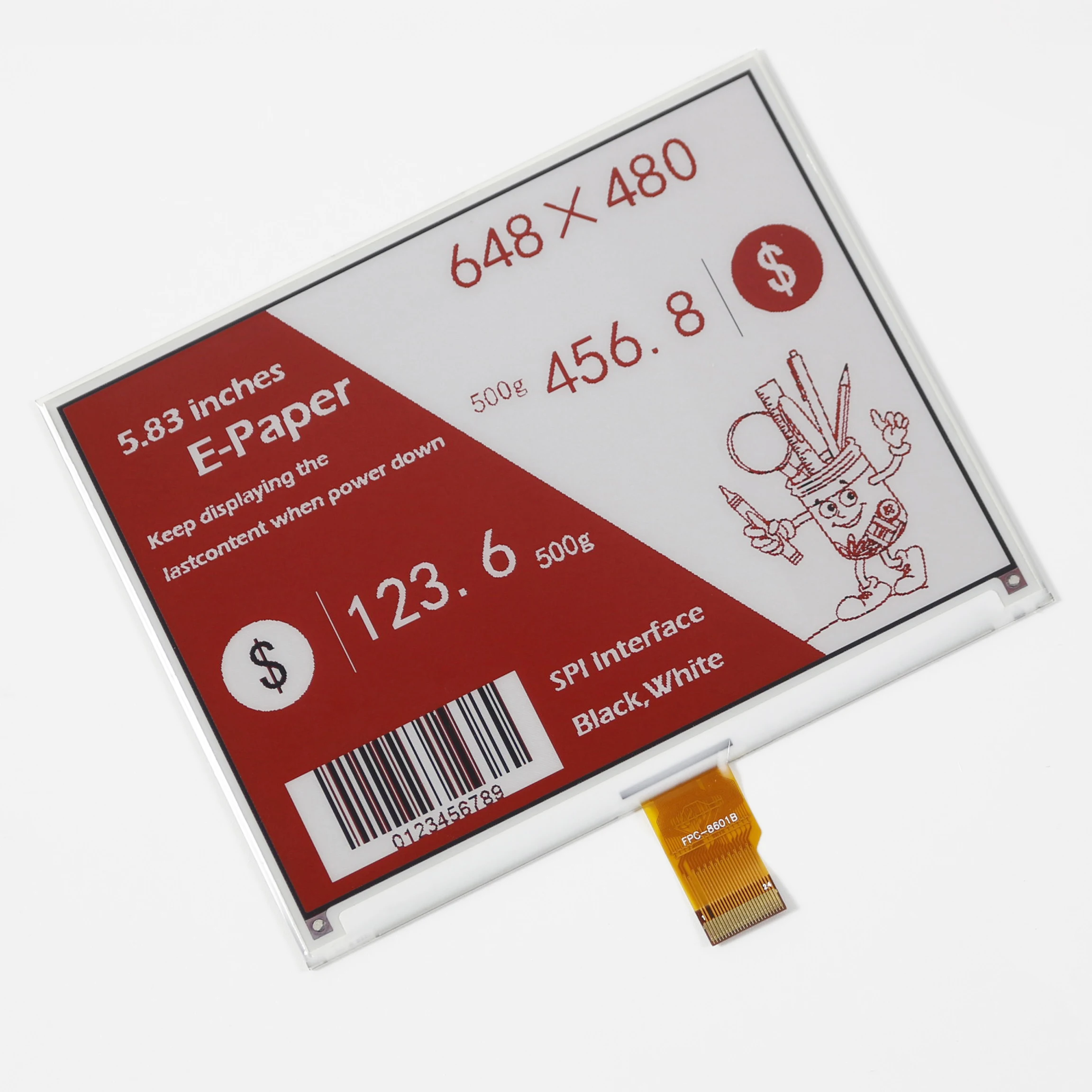 5,83 Zoll 24Pin E-Ink-Bildschirm 648x480 schwarz, weiß und rot – Bild 5