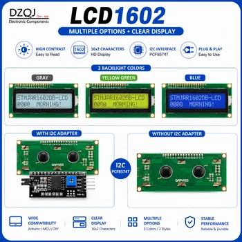 LCD1602 1602A 16x2 Zeichen-Displaymodul Blau Gelb Grün Grau Hintergrundbeleuchtung PCF8574 I2C-Schnittstelle