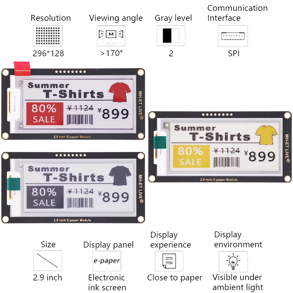 2.9 "2,9 Inch Epaper Modul E-papier E-Tinte EInk Display Bildschirm – Bild 4