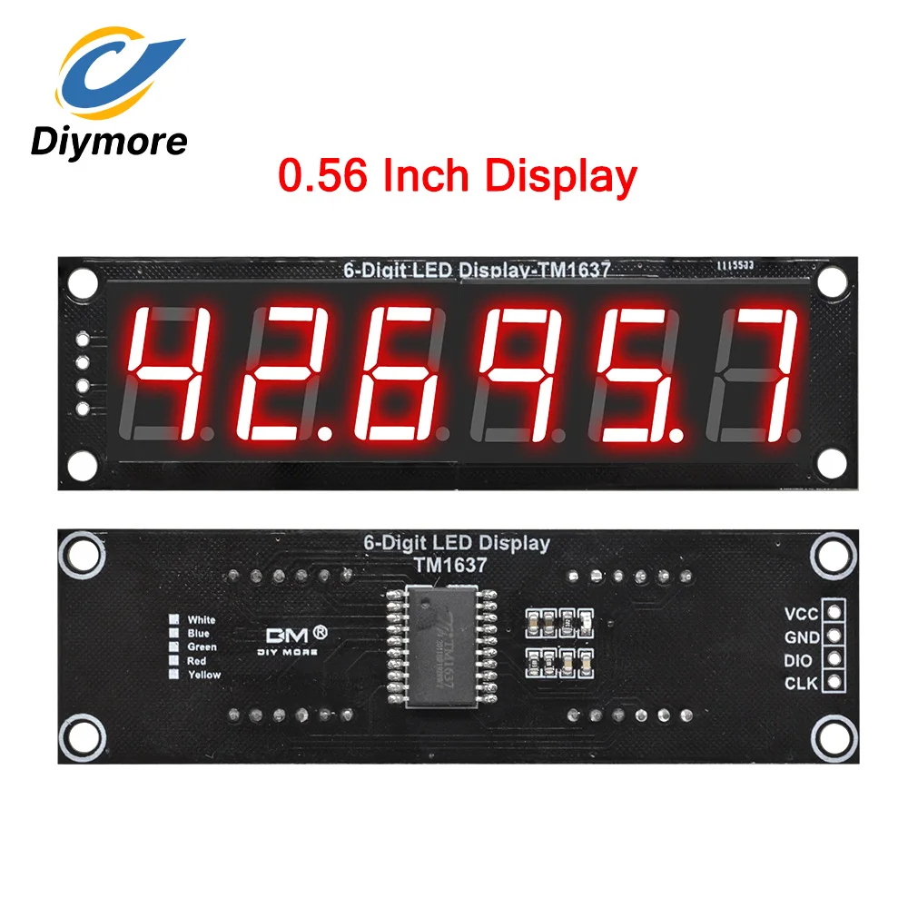 TM1637 0,5 Zoll LED-Display Segment 6-stellige Uhr Dual-Display-Punktmatrix-Modul für Arduino