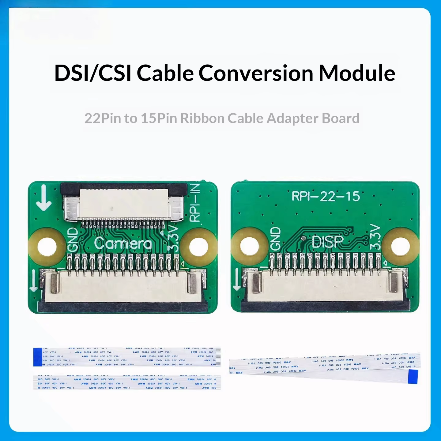 Raspberry Pi 5 22-Pin auf 15-Pin Adapterkabel - DSI-Display & CSI-Kamera-Schnittstellenkonverter-Modul
