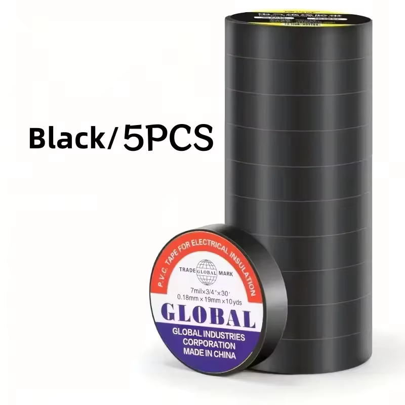 Elektrisch isolierende PVC-Bänder, temperaturbeständig, hitzebeständig, schwarzes Isolierband, selbstklebende