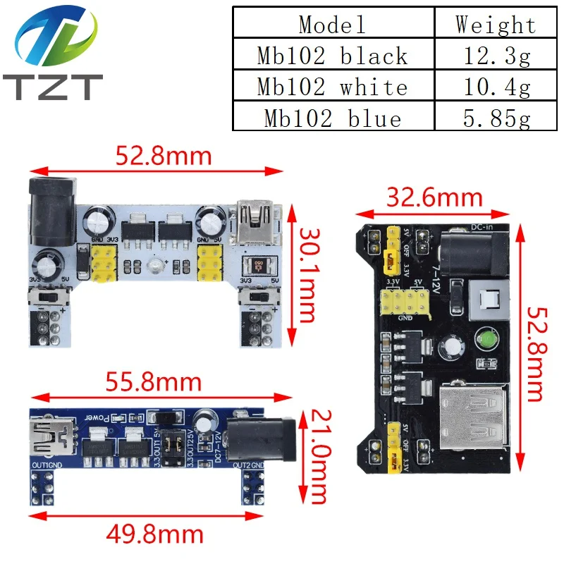 MB102 Breadboard-Stromversorgungsmodul / MB102 Weißes – Bild 2