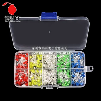 3MM 5MM Leuchtdioden Elektronik-Kit-Box F3 F5 LED-Dioden-Sortiment-Kit Weiß Grün Rot Blau Gelb Orange