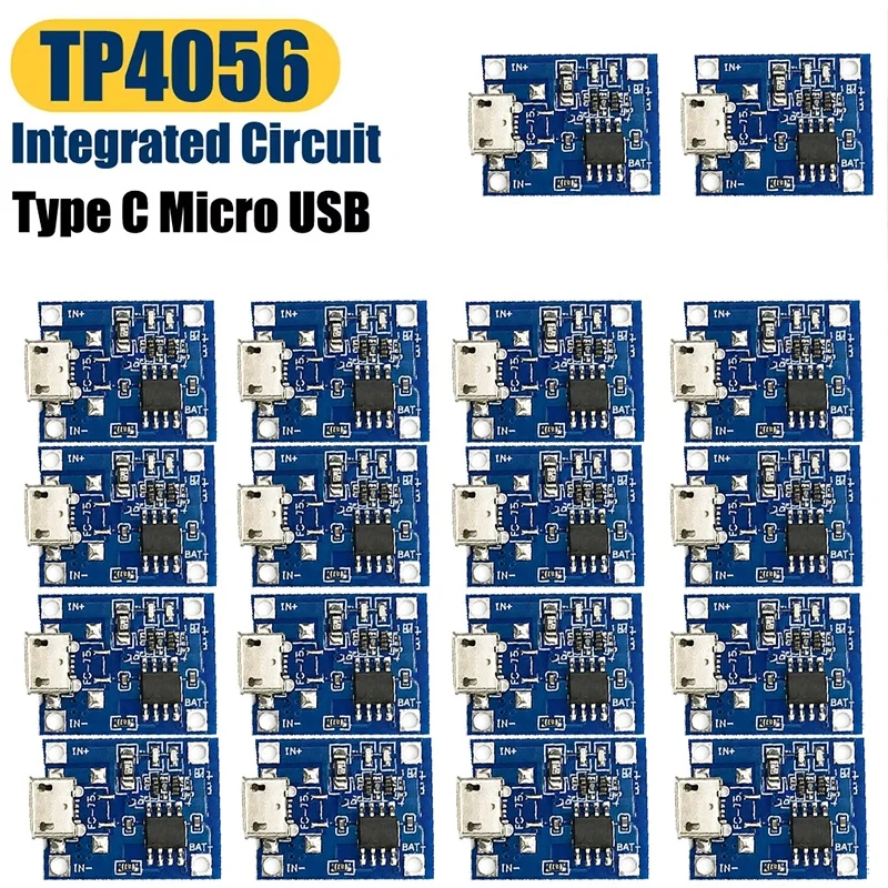 TP4056 Typ-C Micro Mini USB Lademodul für DIY-Akkuladeplatinen, 18650 Lithium-Akku-Ladeplatine