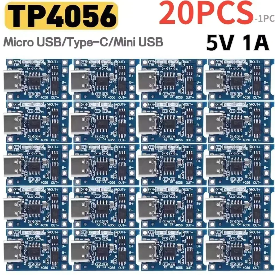 Typ-C/Micro/Mini USB 5V 1A 18650 TP4056 Lithium-Akku-Lademodul Ladeplatine mit Schutzfunktion Li-Ion