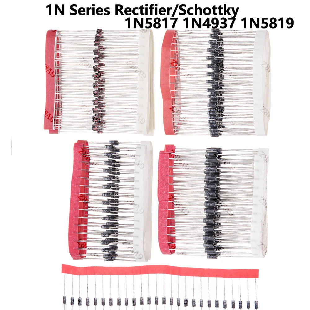 1N-Serie Gleichrichter/Schottky 1N4001 1N5399 Dioden-Sortiment, gekapselte Dioden 1N4007 45mil 1N5817 1N4937