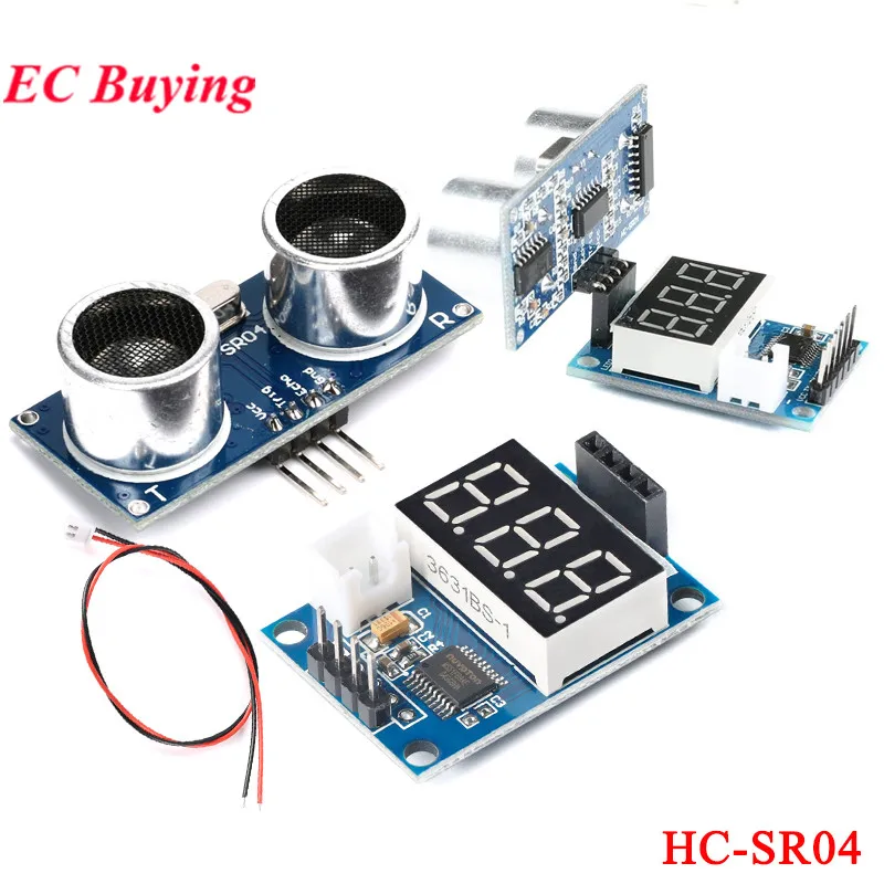 HC-SR04 Ultraschall-Entfernungsmessmodul mit LED-Digitalanzeige und Steuerplatine, 2-400 cm
