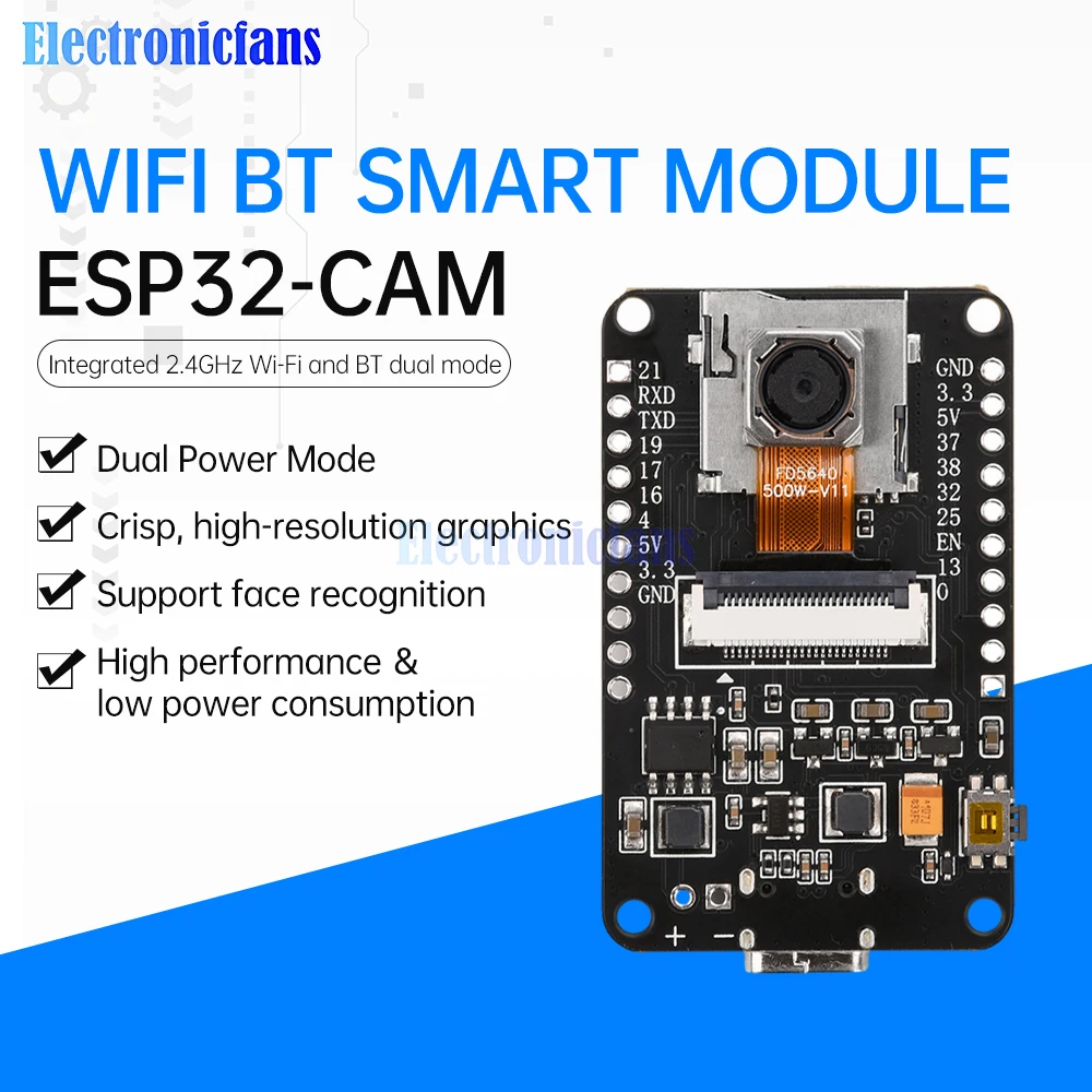 ESP32-CAM Entwicklungsboard WiFi Bluetooth Modul CH340X OV5640 AF-72mm – Bild 5