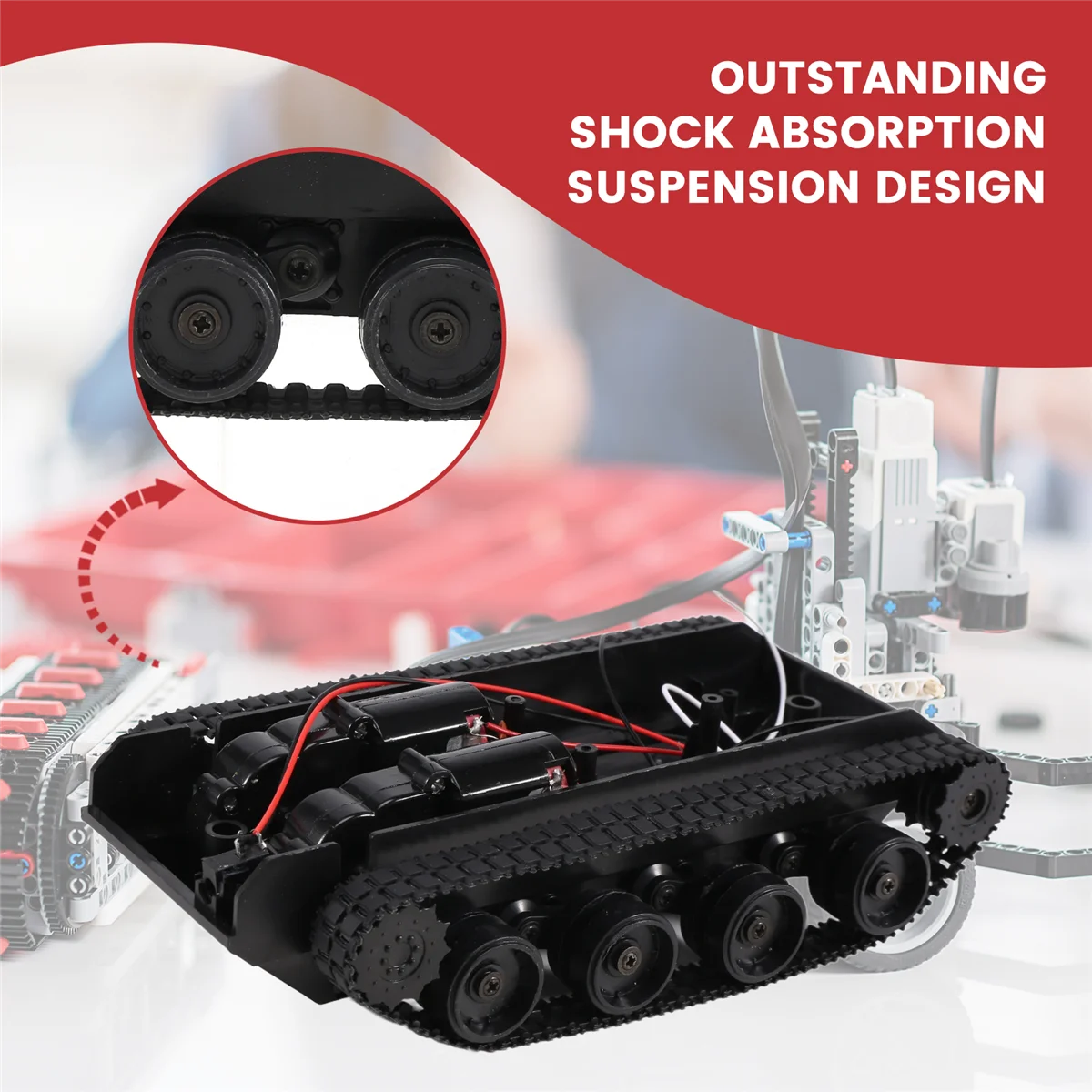 Praktische Rc Tank Smart Roboter Tank Auto Chassis Kit Gummi Track – Bild 4
