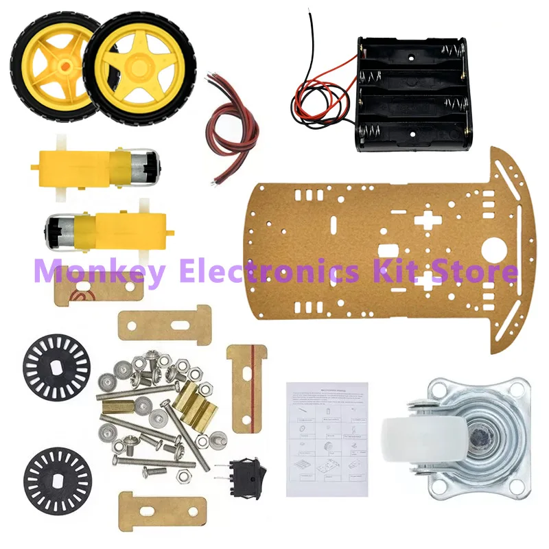 Smart Car Kit 4WD Smart Robot Car Chassis Kits Auto mit Geschwindigkeitsencoder und Batteriekasten DIY