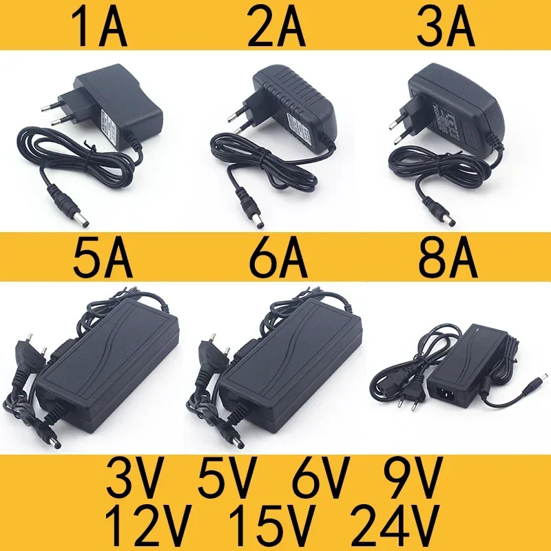 AC 110-240V DC 3V 5V 6V 9V 12V 15V 24V 0.5A 1A 2A 3A 5A 6A 8A Universelles Netzteil Ladegerät Adapter EU US
