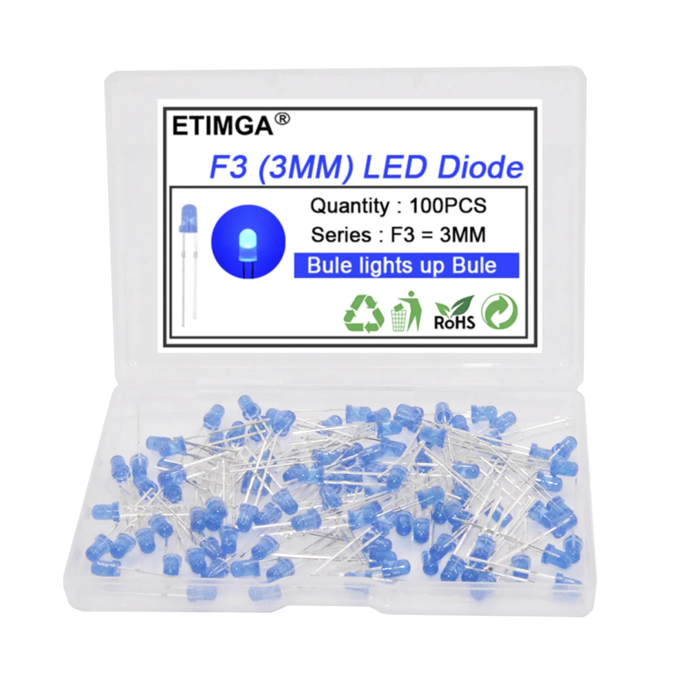 3MM 5MM LED-Dioden-Sortiment-Kit F3 F5 Leuchtdioden Elektronik-Kit-Box Ultrahelles Weiß Grün Rot Blau Gelb
