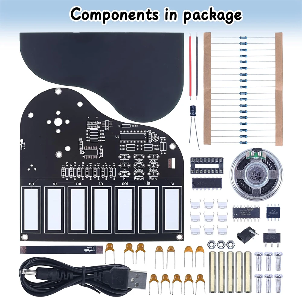 DIY-Lötübungsset, 7-Tasten, Mini-Klavier, Violine, Gitarre – Bild 2