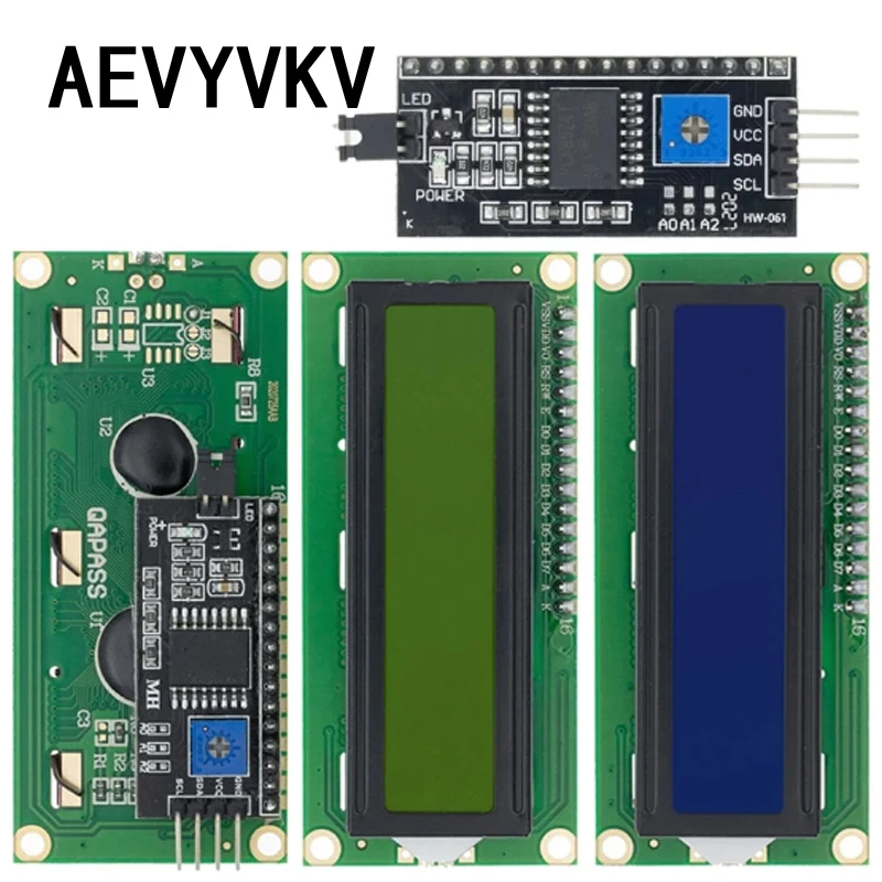 LCD1602 1602 LCD-Modul Blau/Gelb Grüner Bildschirm 16x2 Zeichen – Bild 2