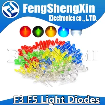 3mm 5mm LED Rot Grün Gelb Blau Weiß Orange F3 F5 LED Diode Elektronische kit Klar licht Dioden Set (100 Stück)