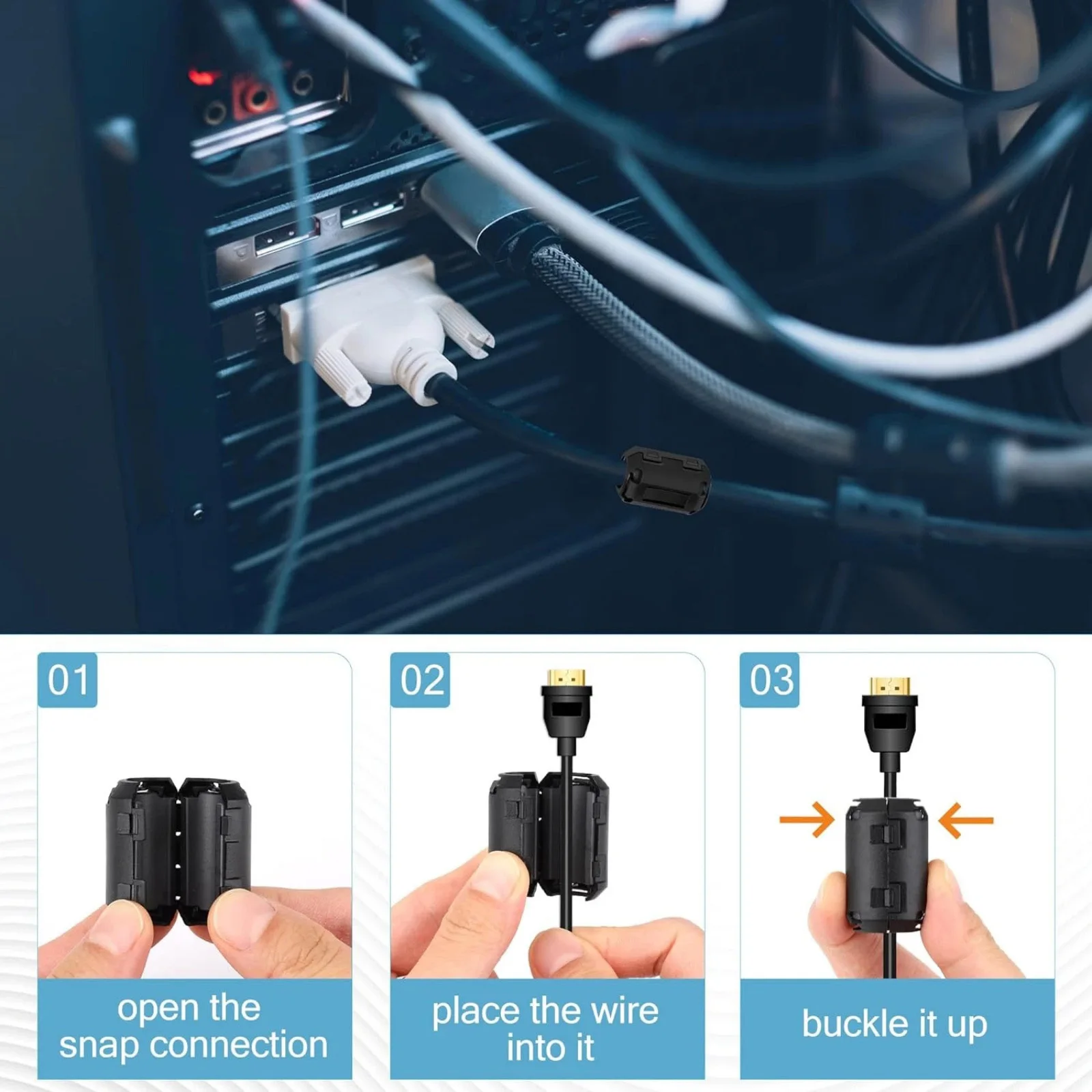 Clip-on Ferritkern RFI EMI Störschutzfilter für 3,5-15mm – Bild 4