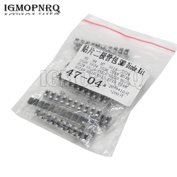20 Werte * 10 Stück = 200 Stück SMD-Dioden-Sortiment-Set enthält SS110 SS220 SS210 SS310 SS510 SS16 SS26 SS34