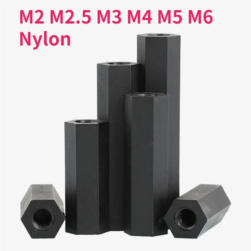 M2 M2,5 M3 M4 M5 M6 Schwarz Nylon Hex Weibliche Standoff Kunststoff Halterung Sechskant Gewinde PCB