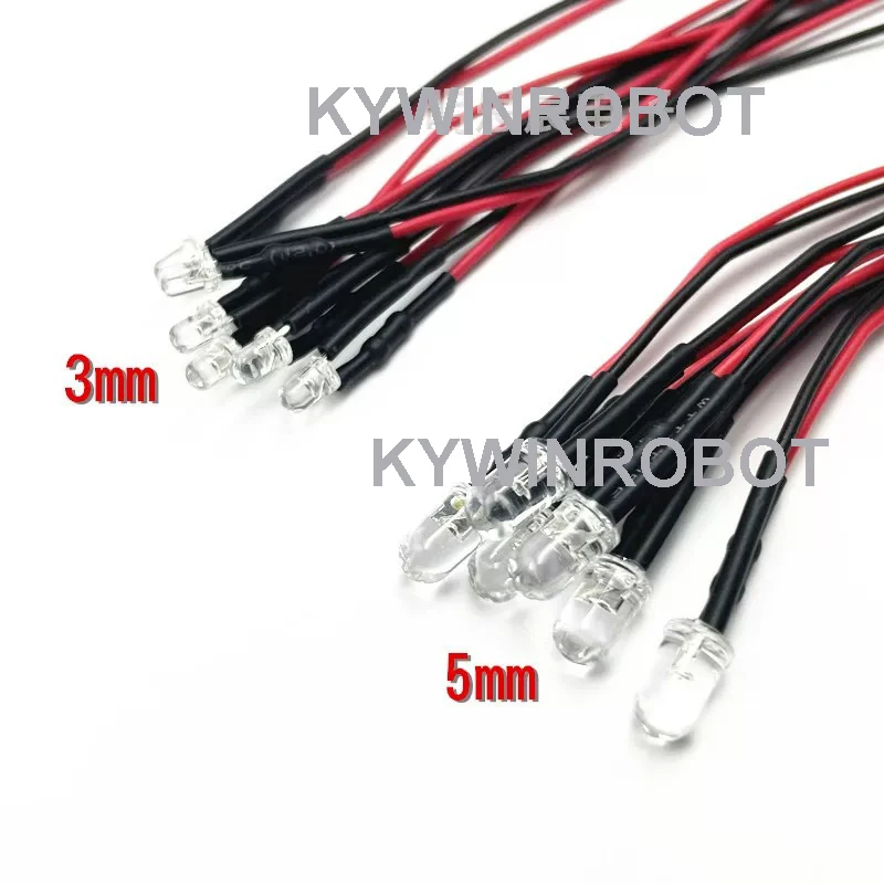 3mm LED 5-12V 20cm Vorverdrahtete Weiße Rote Grüne Blaue (10 Stück) – Bild 4