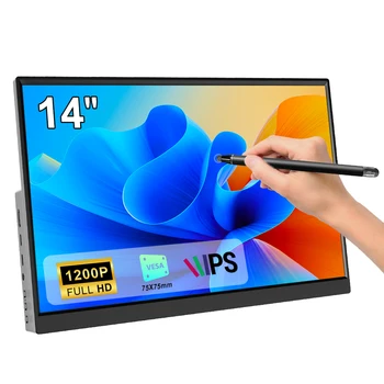 14" Touchscreen-Monitor für Raspberry Pi 5/4B/3B+/3B IPS FHD 60Hz Eingebauter Lautsprecher HDMI USB-C