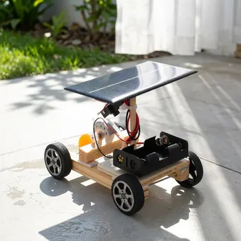DIY Holz-Solarauto-Bausatz Kreative Erfindung Kinder Praktisches Motorik-Set Aktives Denken Elektronik-Kit