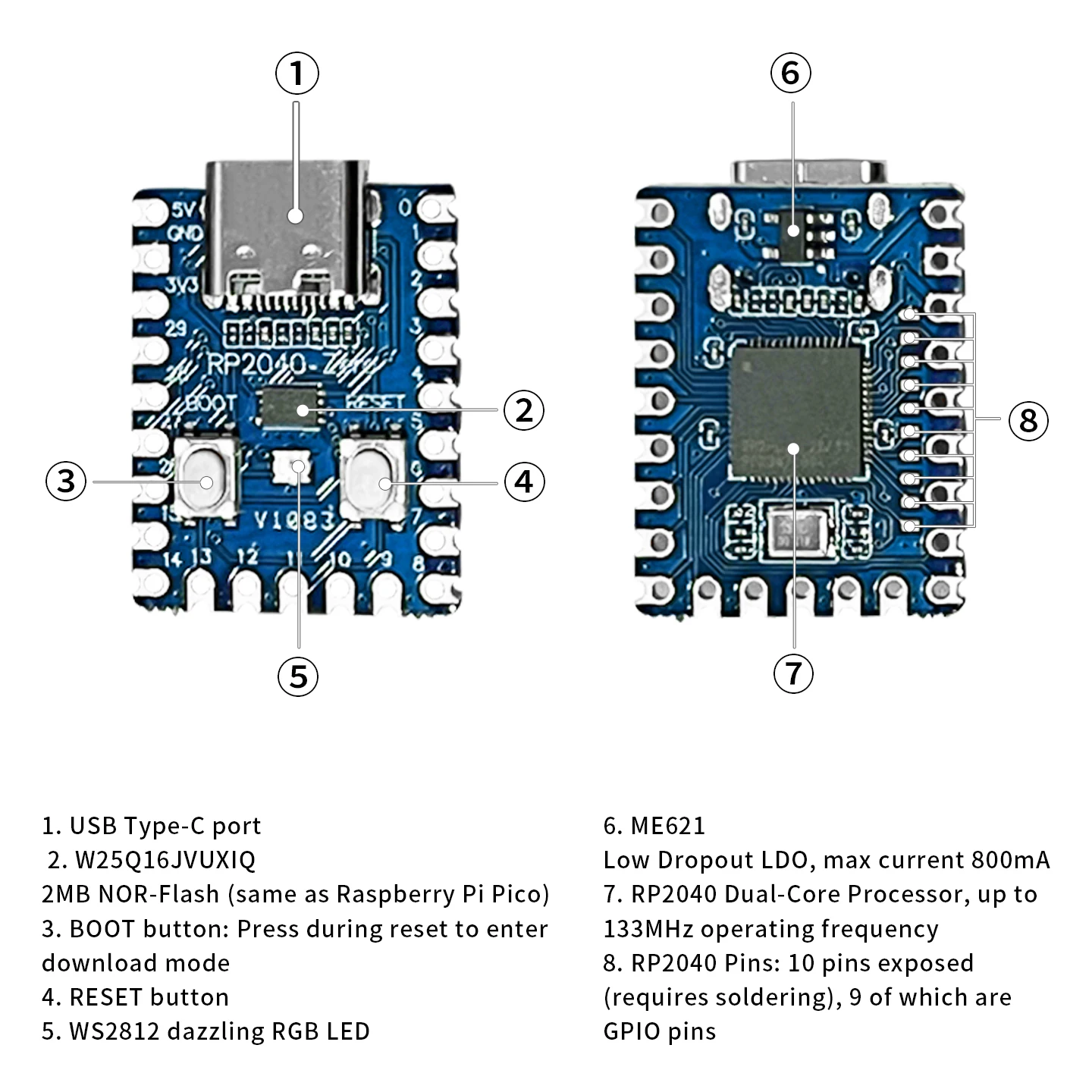 RP2040-Zero RP2040 für Raspberry Pi Mikrocontroller PICO Entwicklung – Bild 6