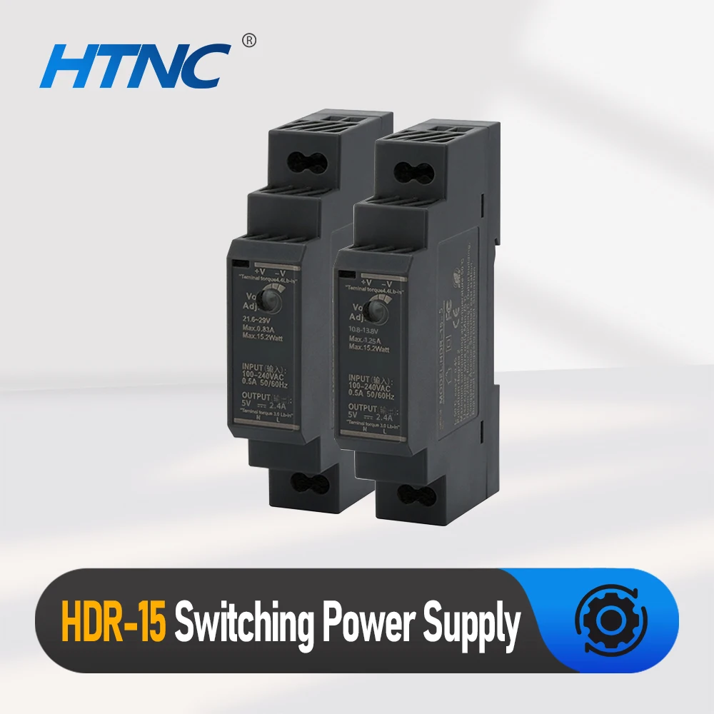 Schienentyp-Netzteil HDR 15 W 5 V 12 V 24 V 48 V Industrieller DIN-Einzelgruppenausgangstransformator 100-240