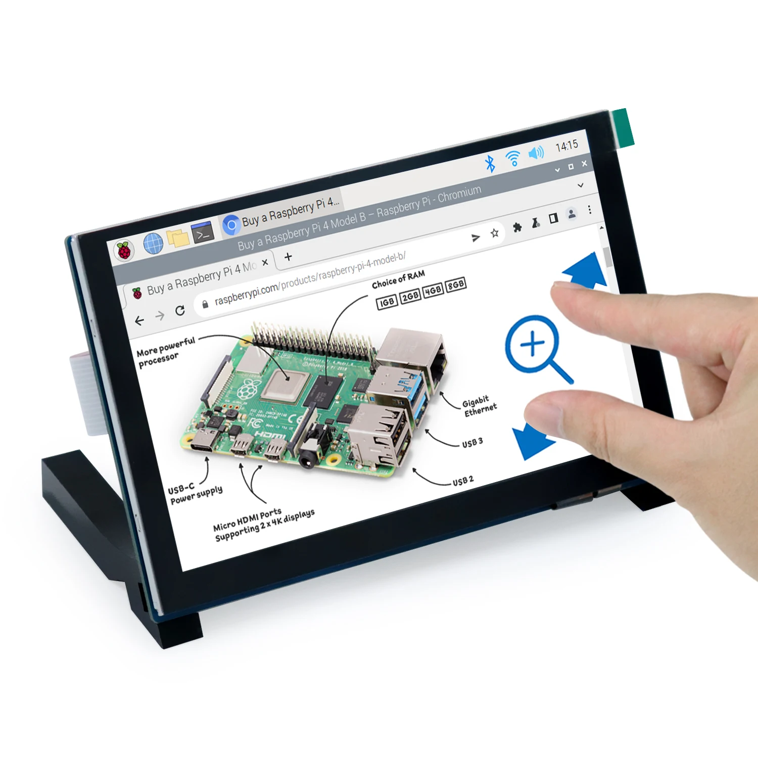 Freenove Touchscreen für Raspberry Pi 5 4 Bildschirmanzeige 5 / 7 Zoll IPS / TN 800x480 Pixel 5-Punkt