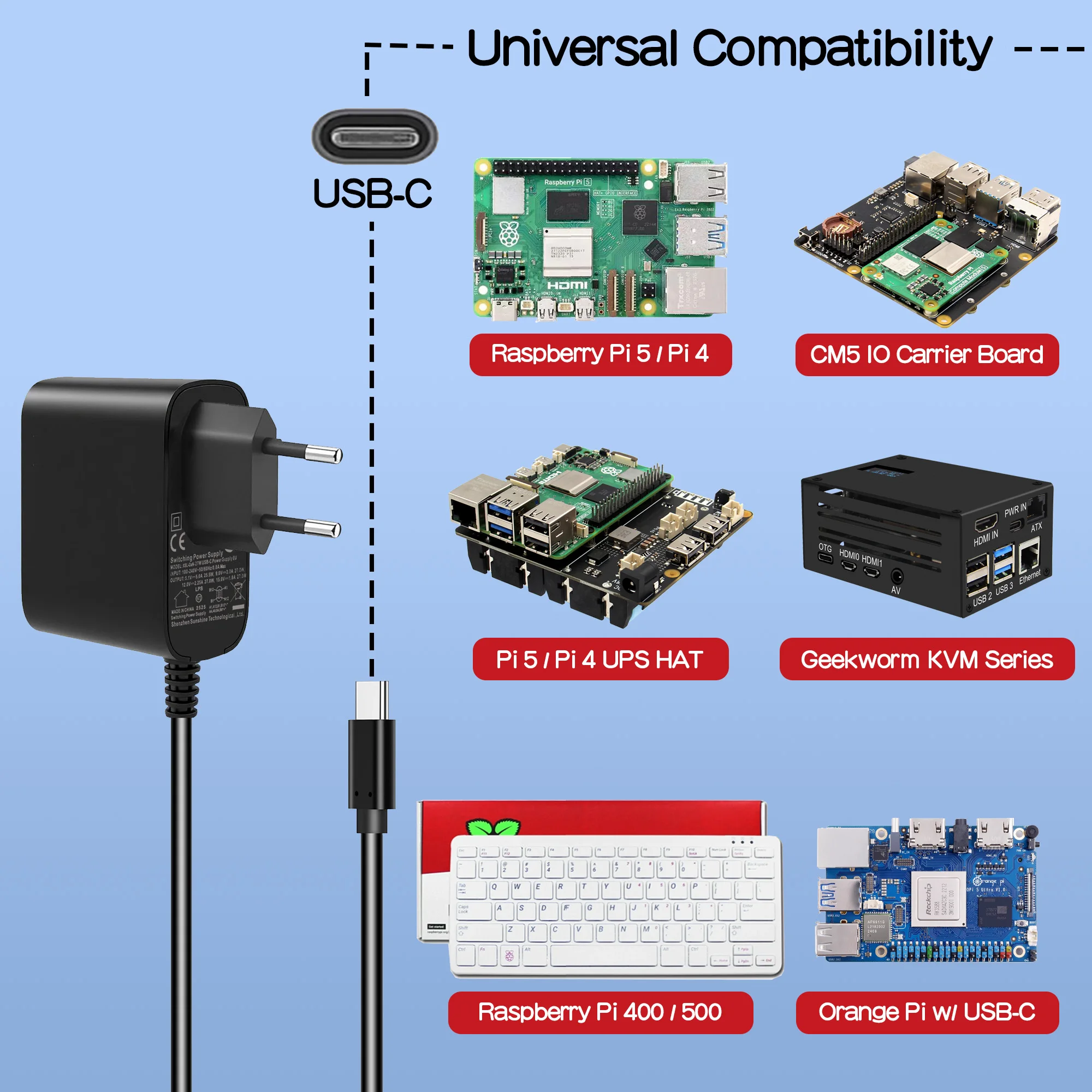 Geekworm Raspberry Pi 5 USB-C-Netzteil, GaN PD 27 W Typ C-Netzteil – Bild 6