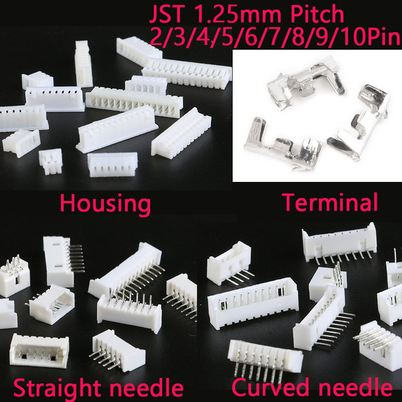 MICRO JST 1,25 2P 3/4/5/6/7/8/9P 10P Pin Stecker 1,25 MM PITCH Horizontale Gerade Pin (50 Stück)