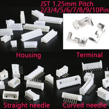 MICRO JST 1,25 2P 3/4/5/6/7/8/9P 10P Pin Stecker 1,25 MM PITCH Horizontale Gerade Pin (50 Stück)