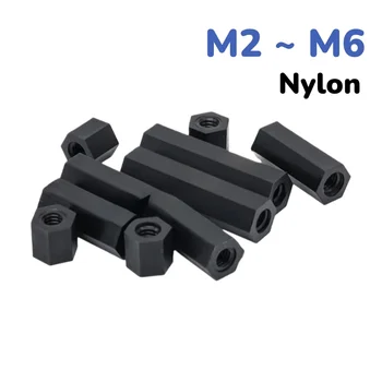 M2 M2.5 M3 M4 M5 M6 Schwarze Nylon-Sechskant-Abstandshalter Doppelseitige Nylon-Säule Länge 5~100mm