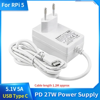 Raspberry pi 5 pd 27w netzteil 5,1 v 5a usb typ c netzteil für eu us uk stecker optional für raspberry pi 5/4b