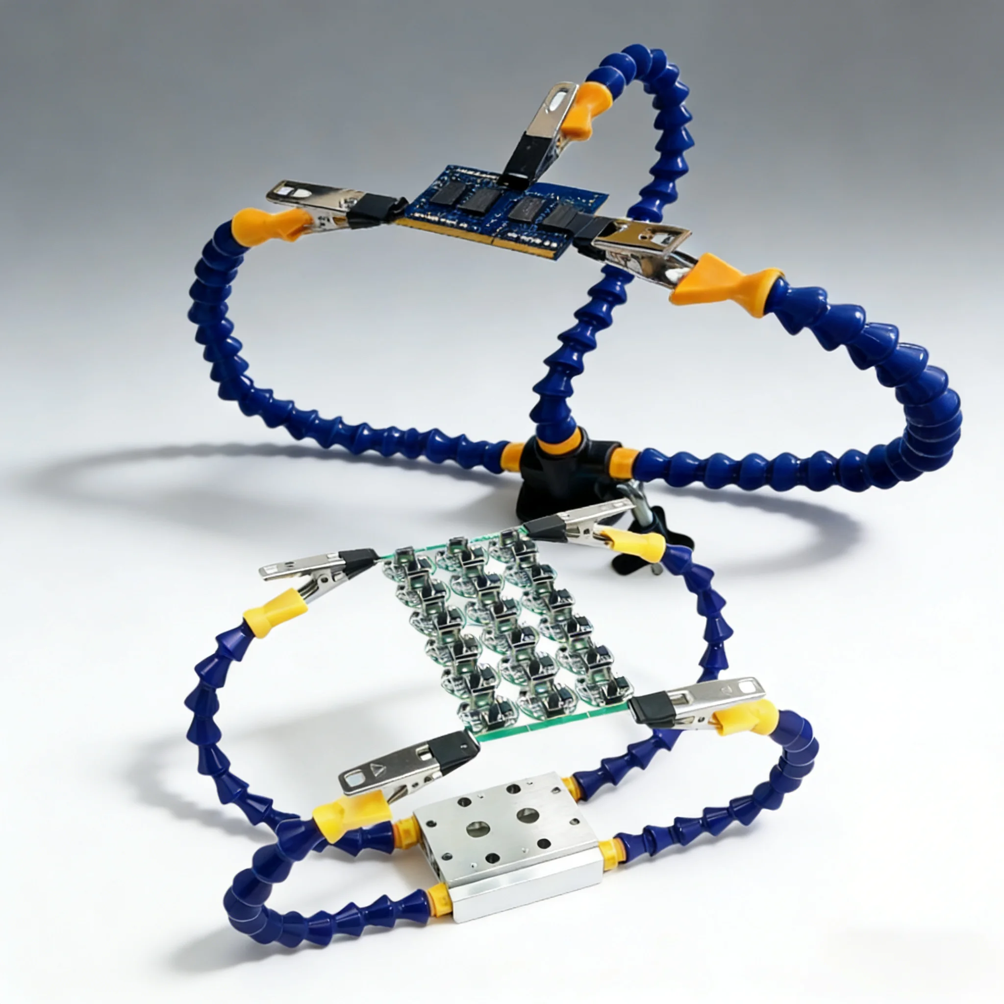 Dritte Hand zum Löten, PCB-Leiterplattenhalter mit flexiblen Armen und Tischklemme für die Reparatur