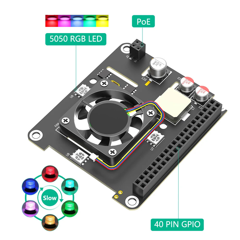 Pi 5 PoE HAT Board für Raspberry Pi 5 mit Lüfter/Computer Modul 5 – Bild 4