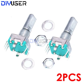 EC11 Drehgeber-Schalter 5-polig 20mm Schaft mit Druckknopf, 2 Stück Digitaler Potentiometer für DIY-Audio