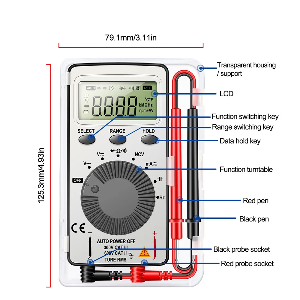 Digitalanzeige Tragbare Karte Digitalmultimeter 0MV ~ 600V Ultradünnes – Bild 4